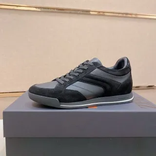 Ermenegildo Zegna 黑色和灰色麂皮革生活方式运动鞋