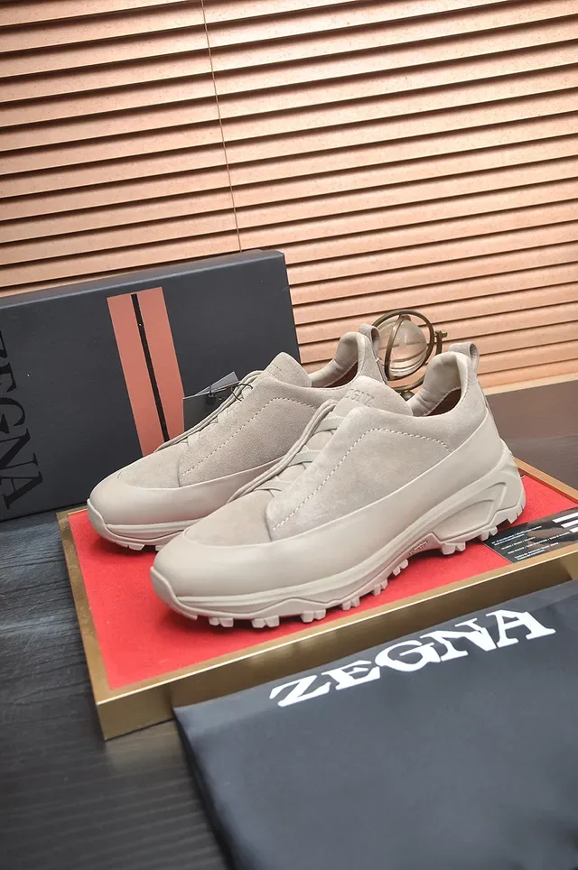 Zegna Beige Suede Laceless Slip-On Sneaker 4