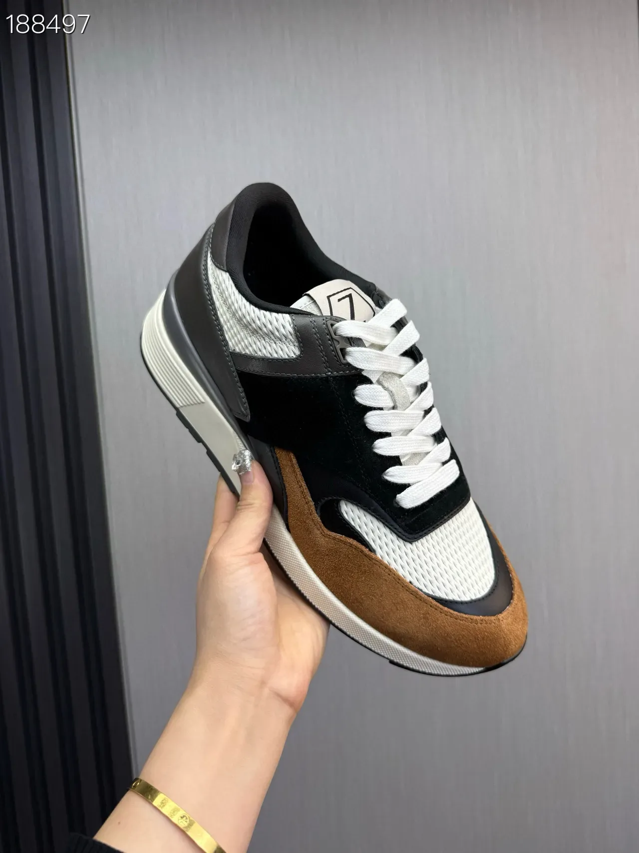 Zegna Negro Marrón Multi-Material Panelado Asimétrico Superposición Estilo de Vida Sneakers 5