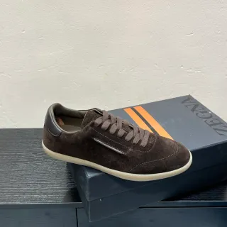 Zegna 棕色麂皮低帮休闲运动鞋