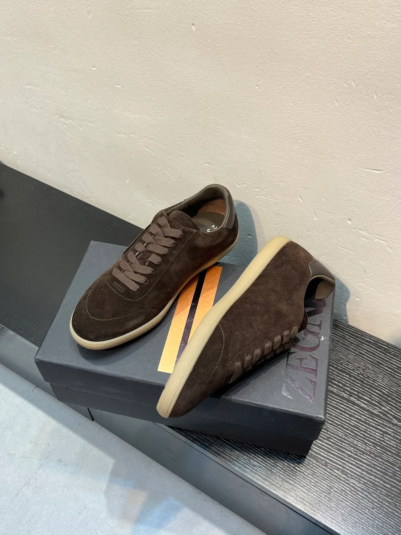 Zegna Tênis Lifestyle de Camurça Marrom Low-Top 4