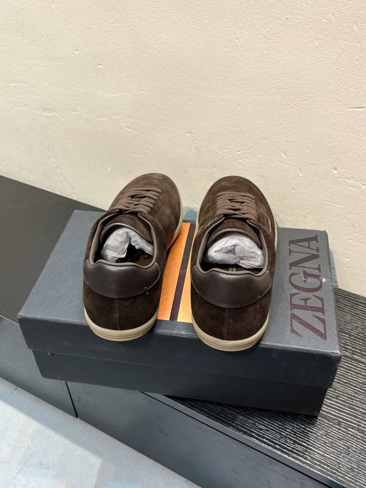 Zegna Tênis Lifestyle de Camurça Marrom Low-Top 6