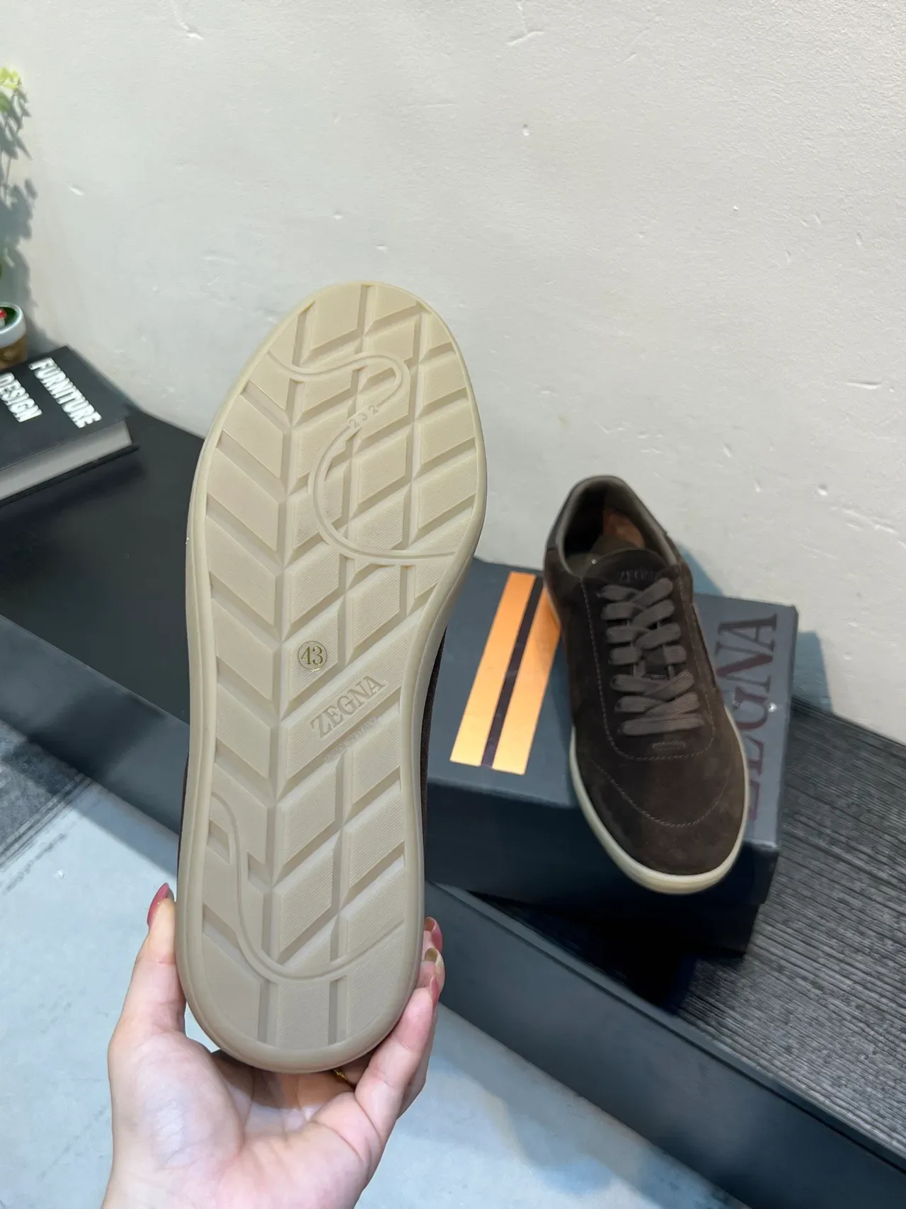 Zegna Tênis Lifestyle de Camurça Marrom Low-Top 9