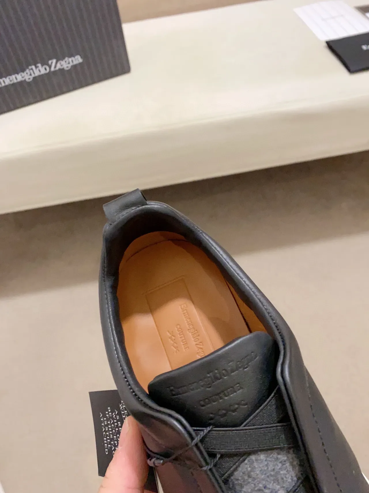 Zegna Slip-On Two-Tone Leather and Wool Sneaker 6