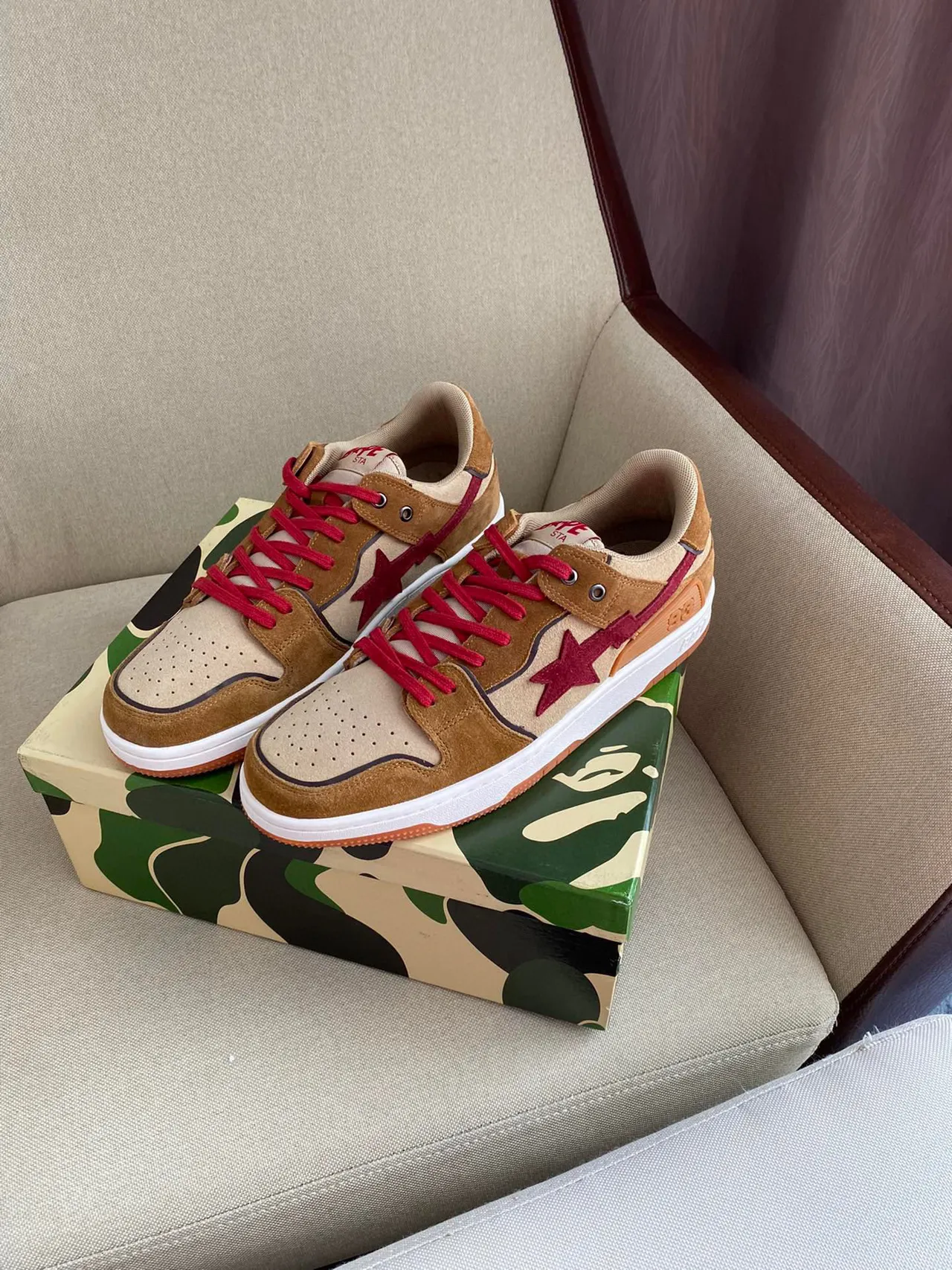 A Bathing Ape BAPE STA Tan Red Star Chaussures Lifestyle 4