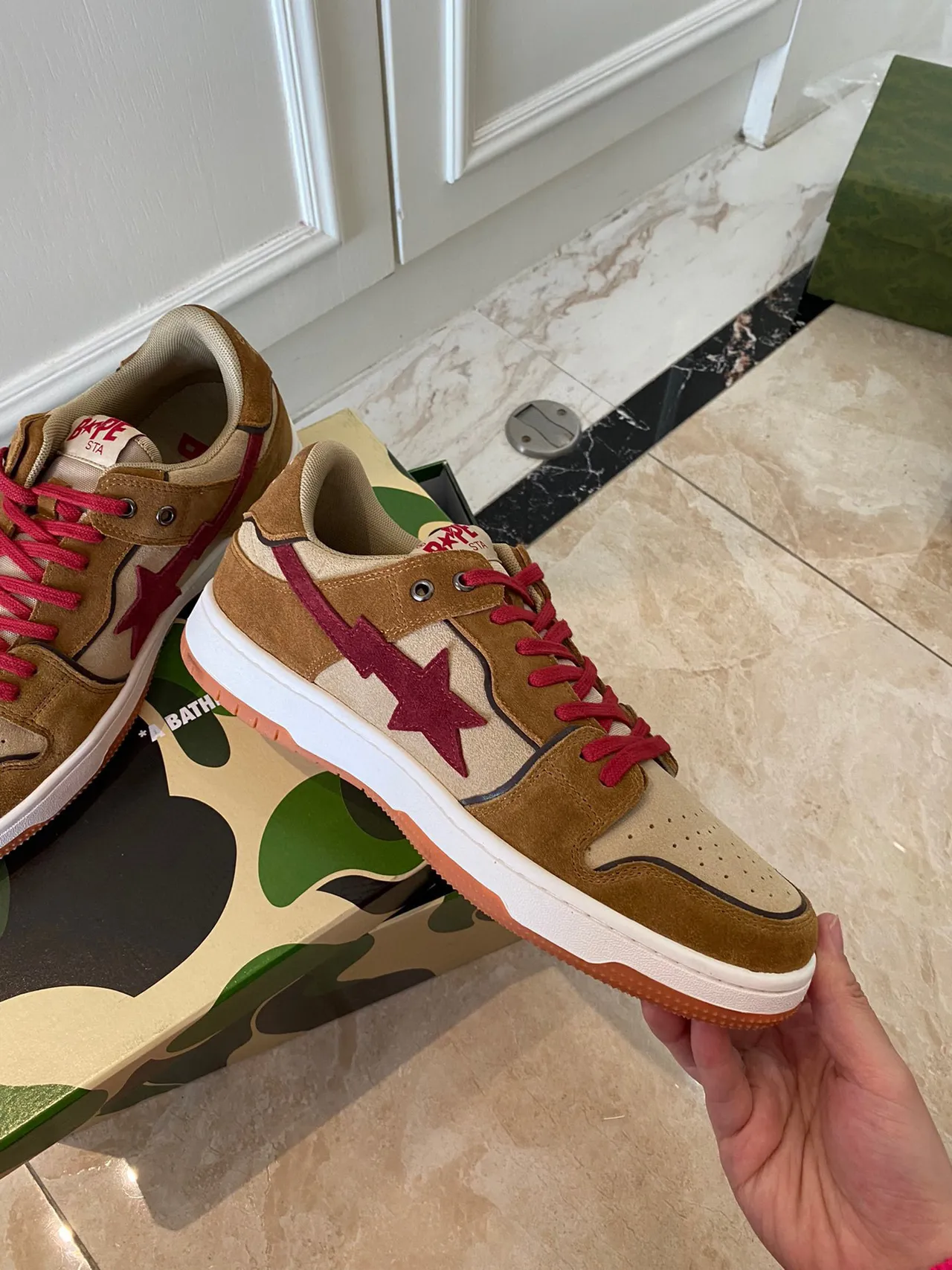 A Bathing Ape BAPE STA Tan Red Star Chaussures Lifestyle 5