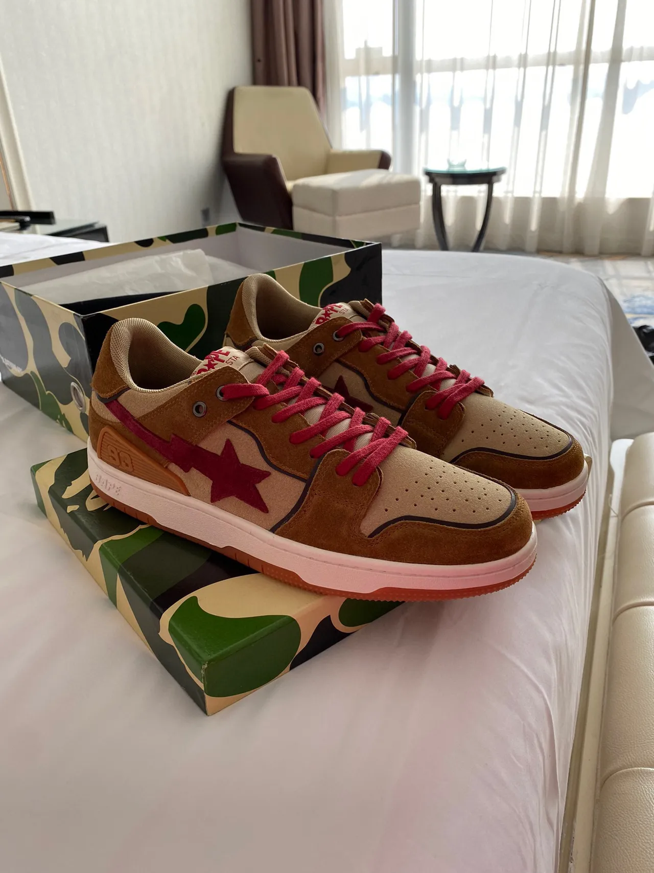 A Bathing Ape BAPE STA Tan Red Star Chaussures Lifestyle 9