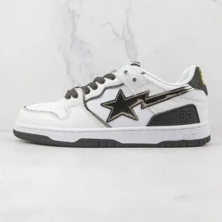 A Bathing Ape BAPE STA White Black Star Lightning Skateboard Shoes