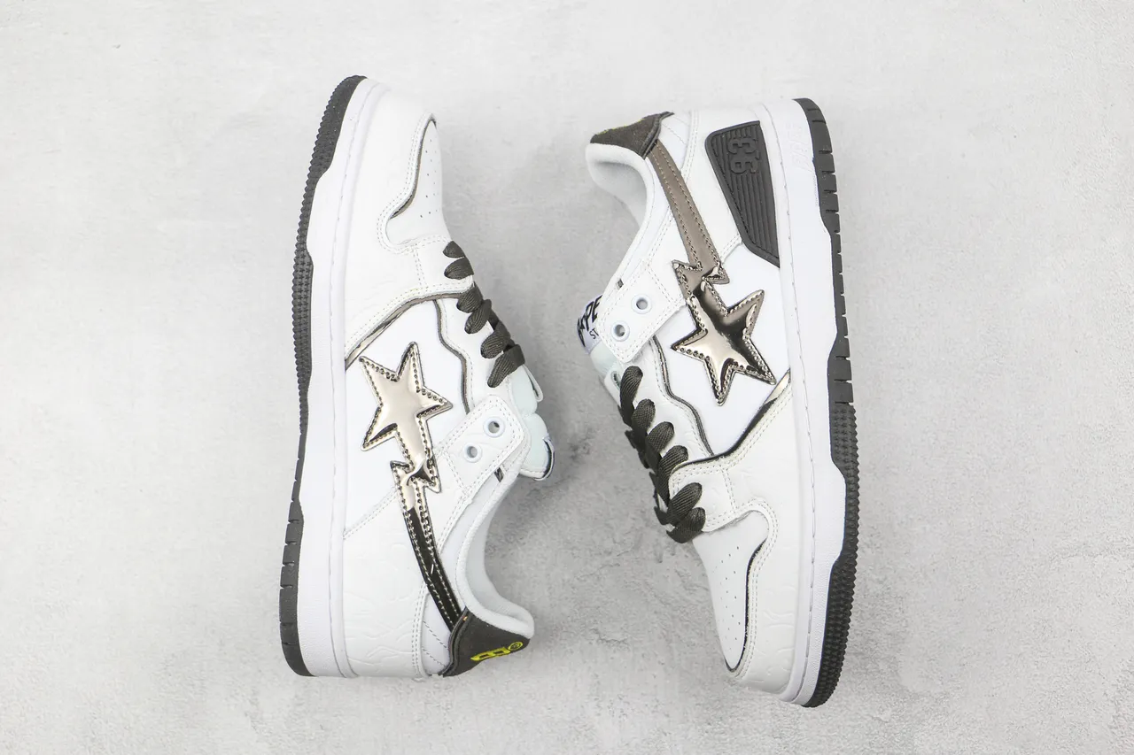 A Bathing Ape BAPE STA Chaussures de Skateboard Blanc Noir Étoile Éclair 2
