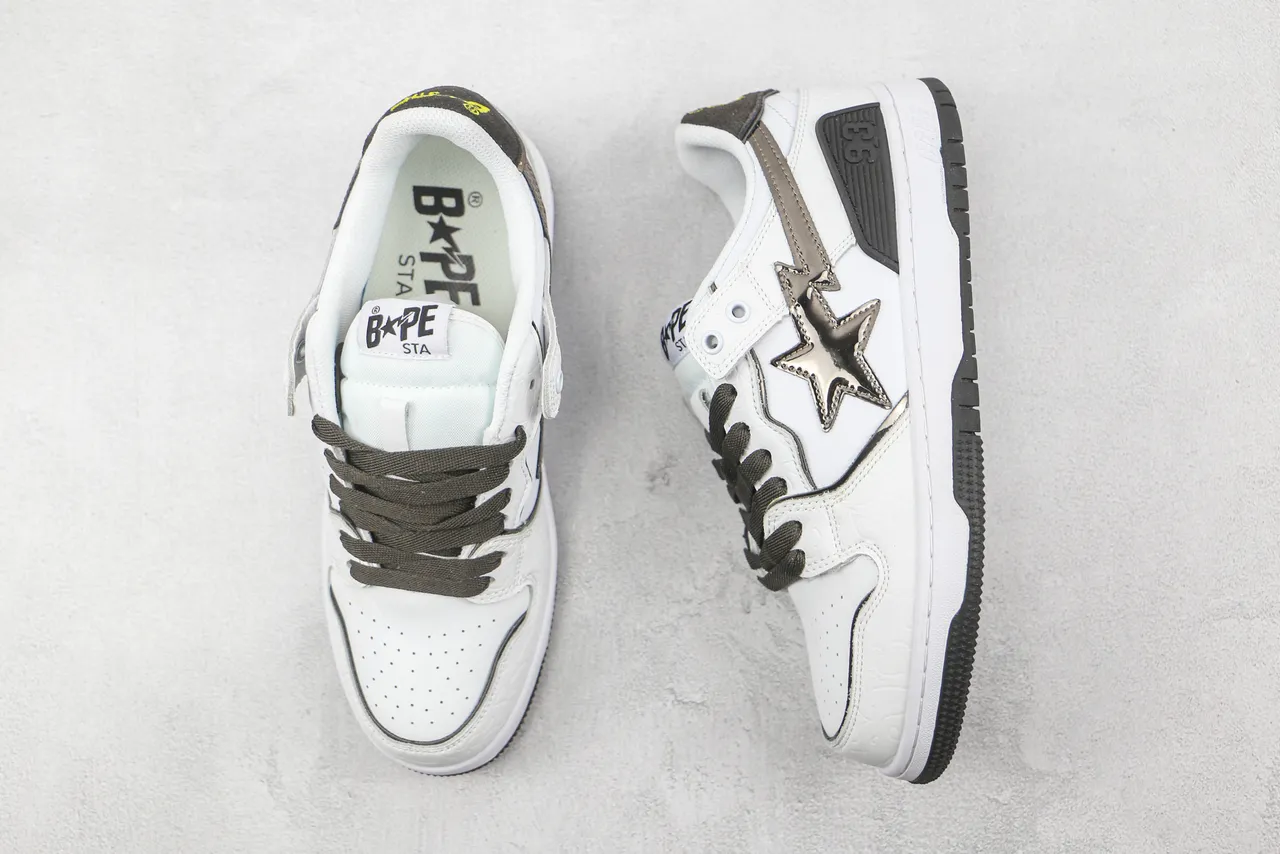 A Bathing Ape BAPE STA Chaussures de Skateboard Blanc Noir Étoile Éclair 3