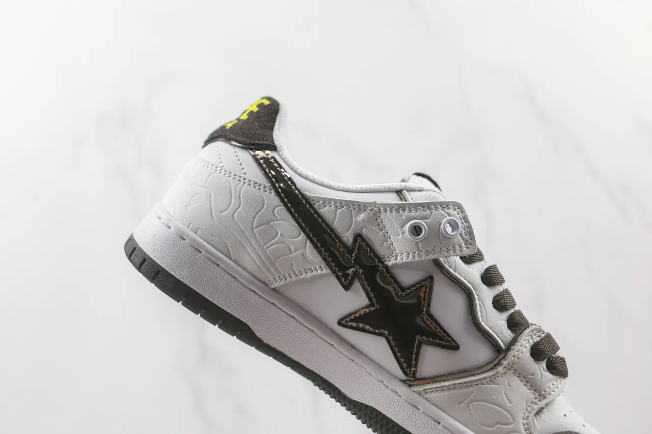 A Bathing Ape BAPE STA Chaussures de Skateboard Blanc Noir Étoile Éclair 5