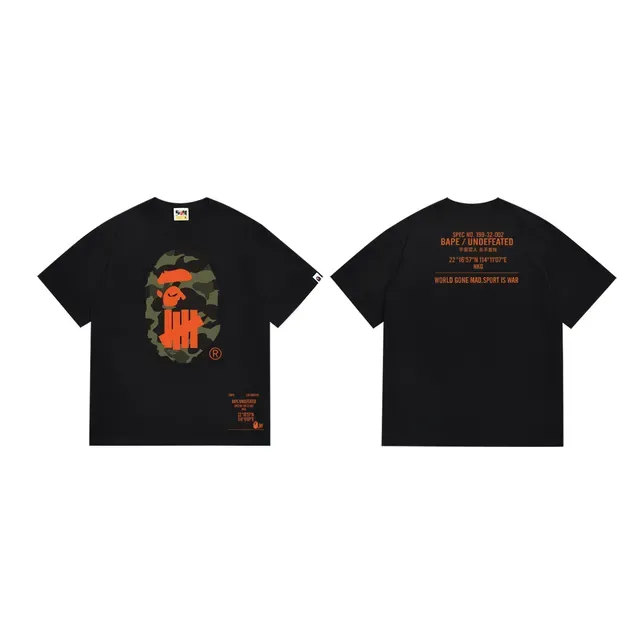 A Bathing Ape BAPE x UNDEFEATED Black Orange Graphic-Print Camouflage T-Shirt 3