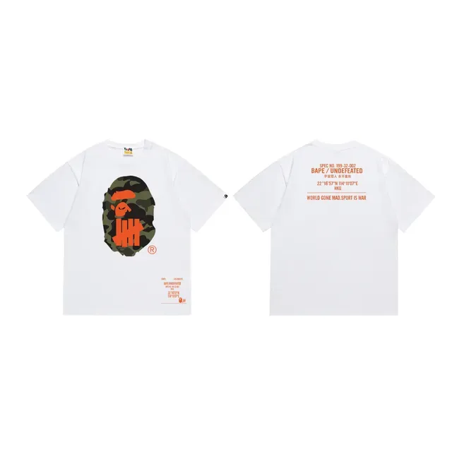 A Bathing Ape BAPE x UNDEFEATED Black Orange Graphic-Print Camouflage T-Shirt 4