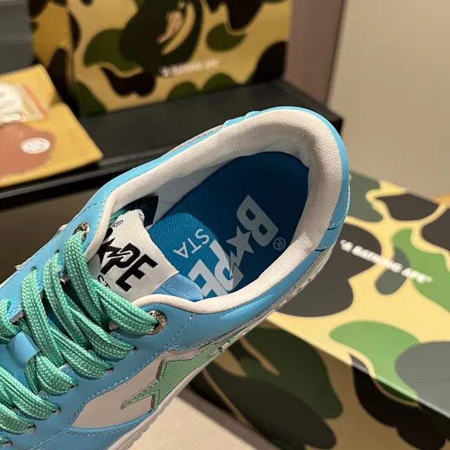 A Bathing Ape Chaussures Lifestyle Bleu Vert Low-Top Star-Logo Panneau Latéral 3