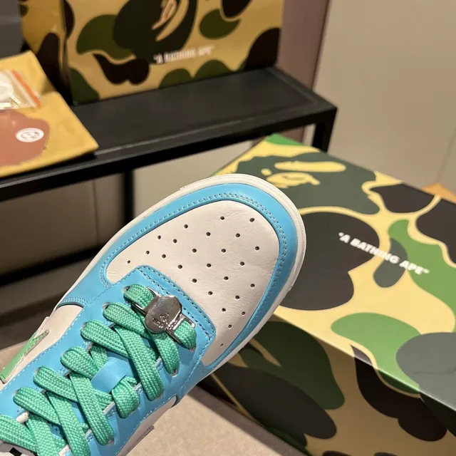 A Bathing Ape Chaussures Lifestyle Bleu Vert Low-Top Star-Logo Panneau Latéral 4