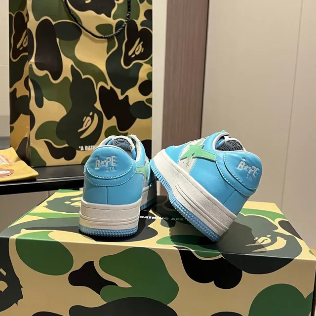 A Bathing Ape Chaussures Lifestyle Bleu Vert Low-Top Star-Logo Panneau Latéral 7