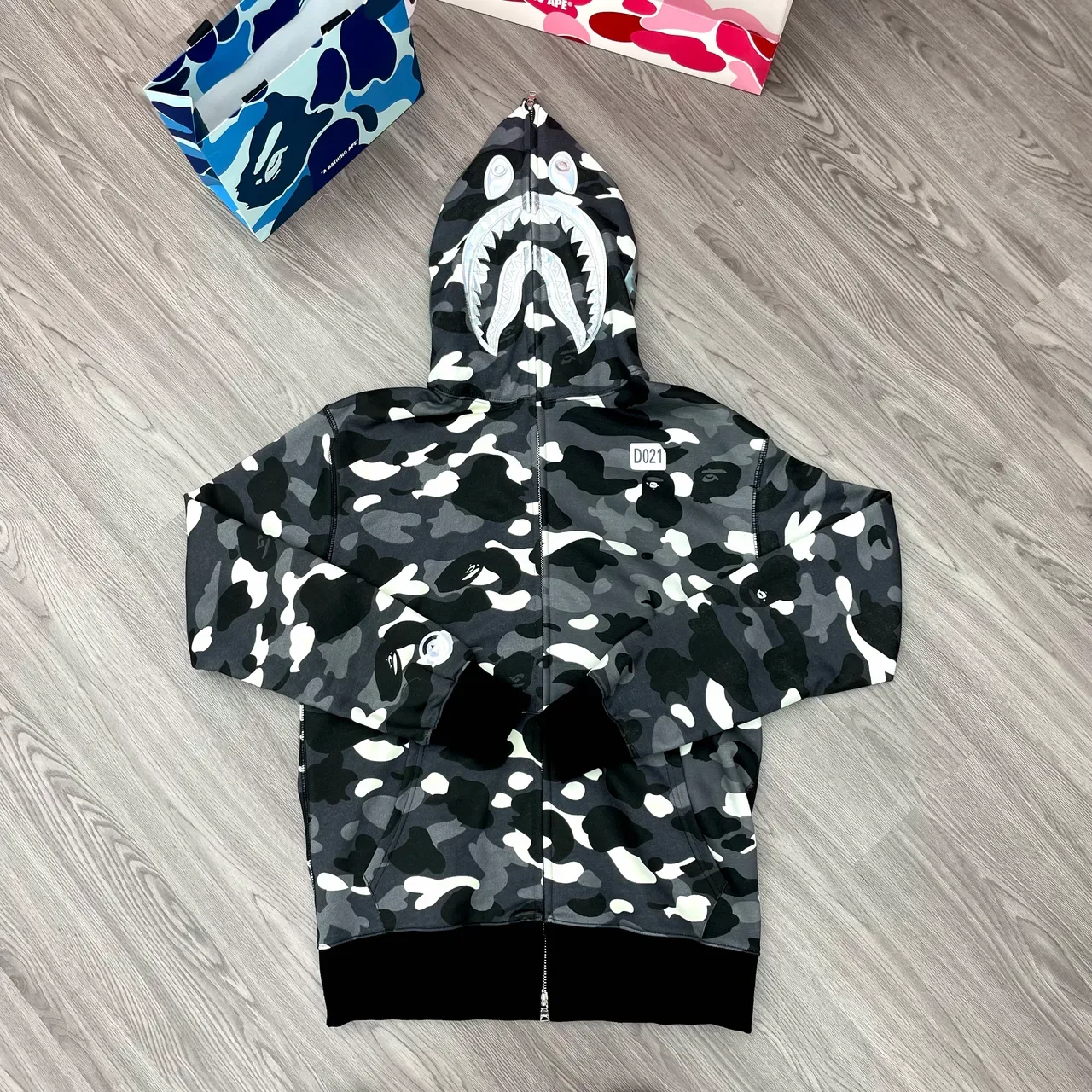 A Bathing Ape Shark Black White Full-Zip Hood Hoodie 2