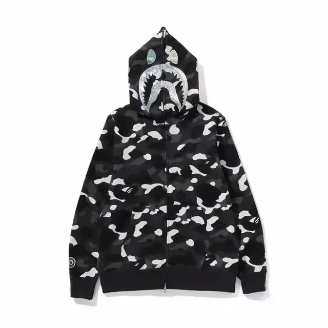 A Bathing Ape Shark Black White Full-Zip Hood Hoodie 7
