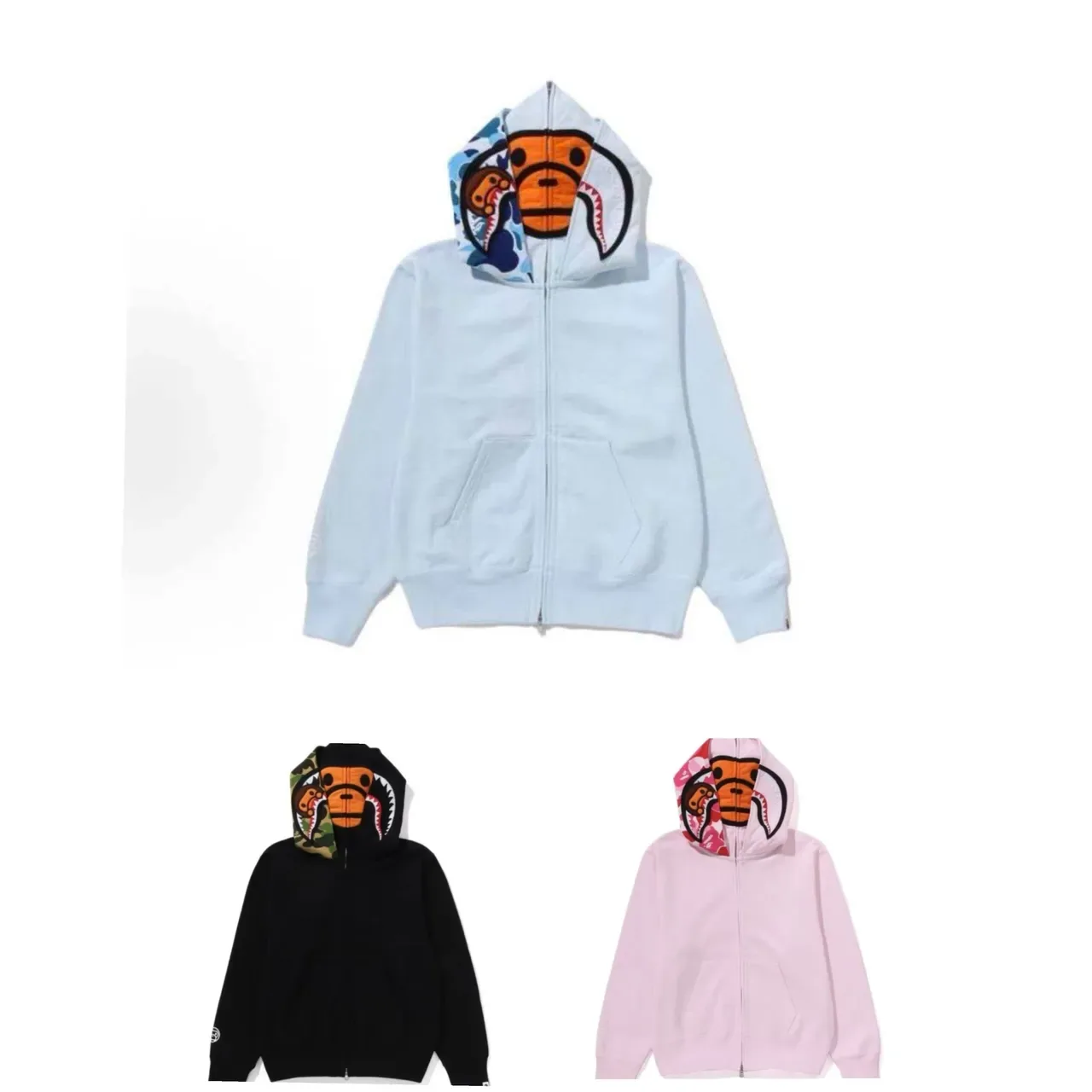 A Bathing Ape Shark Blue Multicolor Full-Zip Oversized Hood Hoodie 1