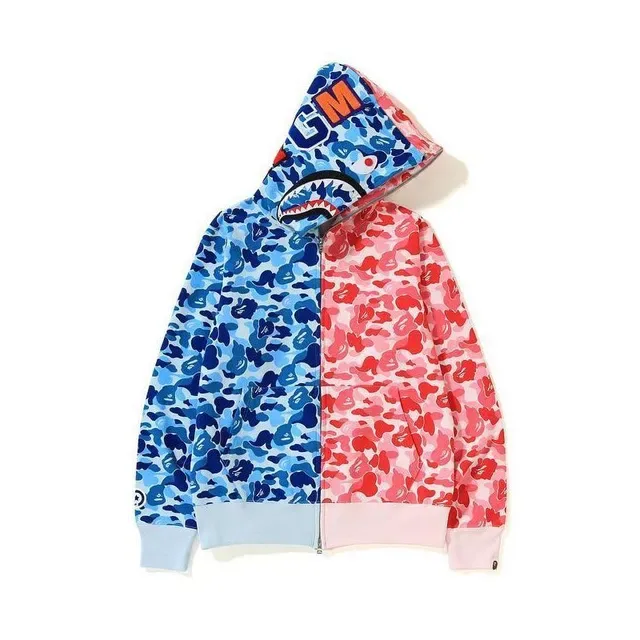 A Bathing Ape Shark Hoodie Split-Color Camo Zip-Up Jacket 2