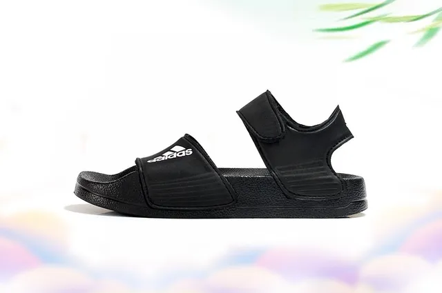 Adidas Adilette Slide Sandales casuales roses blanches avec fermeture à deux brides velcro 2