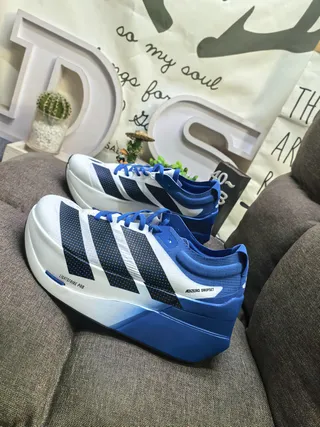 Adidas Adios Endurance Lightstrike Pro White Blue Running Shoes 7