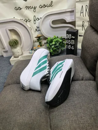 Adidas Adizero Evo SL 2 White Green Gray Running Shoes 6