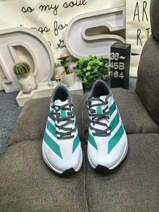 Adidas Adizero Evo SL 2 White Green Gray Running Shoes 10