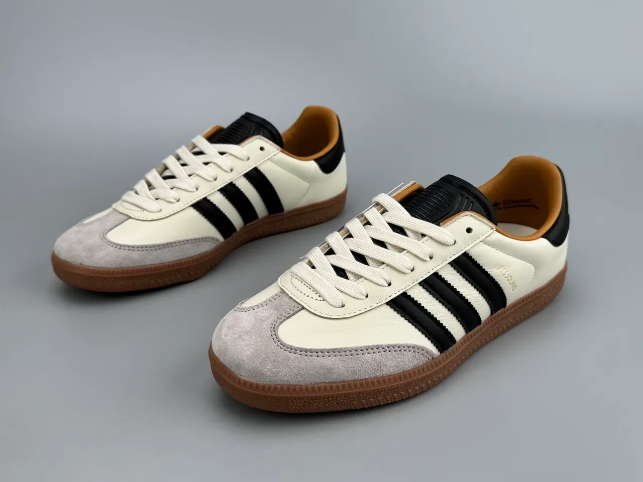 Adidas Beige Black Low-Top Suede And Leather Upper Lifestyle Sneakers 3