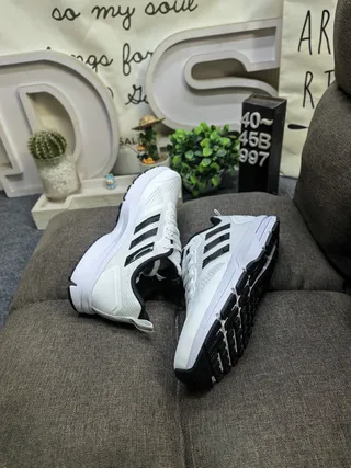 Adidas Beige Black Mesh Upper Three-Stripe Side Branding Lifestyle Sneakers 6