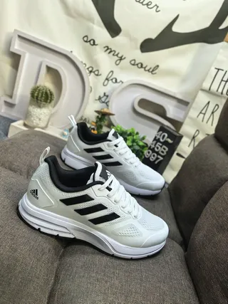Adidas Beige Black Mesh Upper Three-Stripe Side Branding Lifestyle Sneakers 9