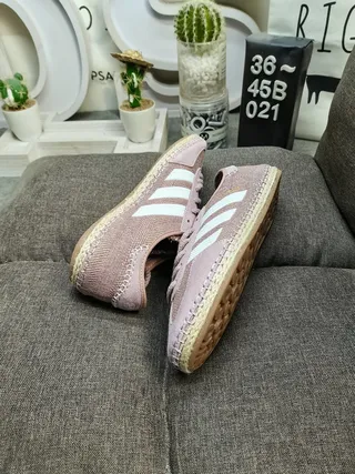 Adidas Beige Blue Woven Textile Upper Three-Stripe Side Panel Lifestyle Sneakers 16