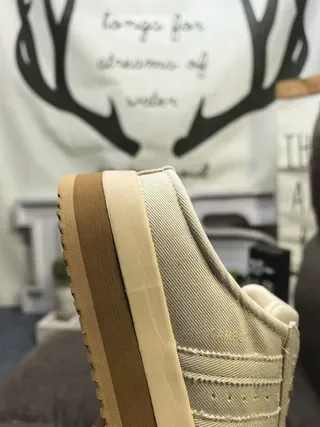 Adidas Beige Marron Sans Lacets Slip-On Perforé Trois Rayures Panneau Latéral Lifestyle Sneakers 3