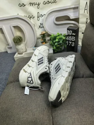 Adidas Beige Gray Mesh And Synthetic Upper Segmented Chunky Midsole Lifestyle Sneakers 6