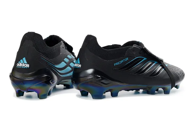 Adidas Negro Azul Sin Lazos Cierre con Correa Suela Iridiscente Holográfica Suela de Campo Firme Zapatos de Fútbol 5