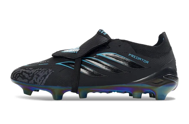 Adidas Negro Azul Sin Lazos Cierre con Correa Suela Iridiscente Holográfica Suela de Campo Firme Zapatos de Fútbol 7