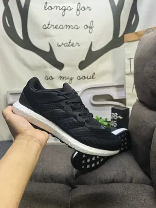 Adidas Black Knit Upper Three-Stripe Side Panel Lifestyle Sneakers 13
