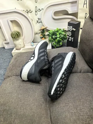 Adidas Black Knit Upper Three-Stripe Side Panel Lifestyle Sneakers 14