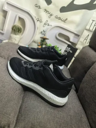 Adidas Black Knit Upper Three-Stripe Side Panel Lifestyle Sneakers 15