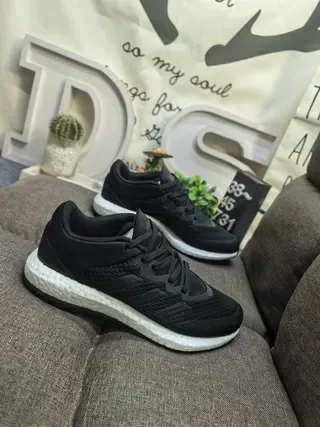 Adidas Black Knit Upper Three-Stripe Side Panel Lifestyle Sneakers 17