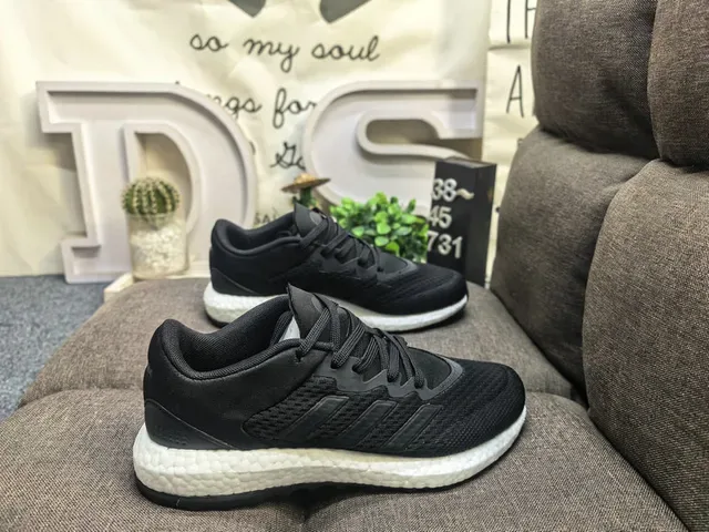 Adidas Black Knit Upper Three-Stripe Side Panel Lifestyle Sneakers 19