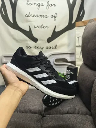 Adidas Black Knit Upper Three-Stripe Side Panel Lifestyle Sneakers 22
