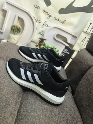 Adidas Black Knit Upper Three-Stripe Side Panel Lifestyle Sneakers 24