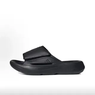 Adidas Black Molded Monochrome Sole Wide Embossed Strap Slippers
