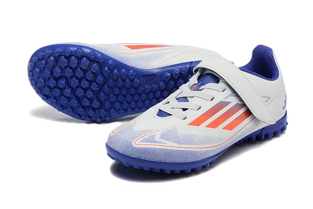 Adidas Noir Orange Basse Velcro Sangle Fermeture Gazon Chaussures de Football 7