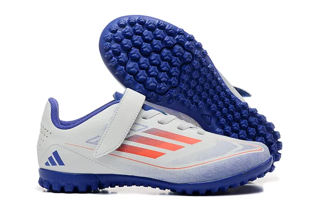 Adidas Noir Orange Basse Velcro Sangle Fermeture Gazon Chaussures de Football 10