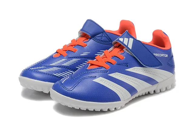 Adidas Noir Orange Basse Velcro Sangle Fermeture Gazon Chaussures de Football 18