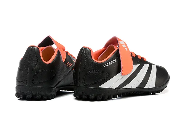 Adidas Noir Orange Basse Velcro Sangle Fermeture Gazon Chaussures de Football 21