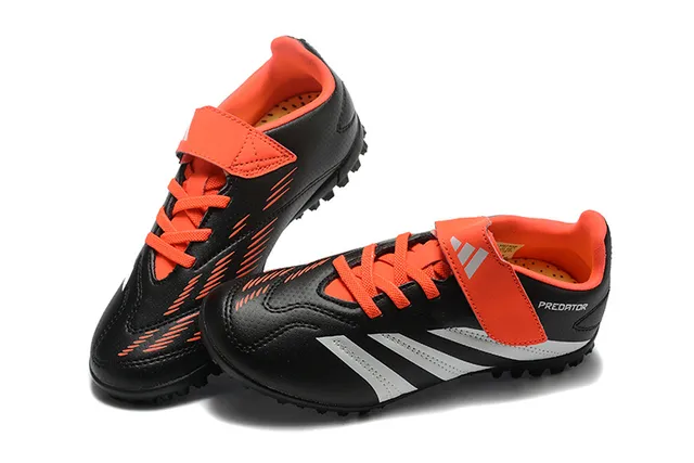 Adidas Noir Orange Basse Velcro Sangle Fermeture Gazon Chaussures de Football 23