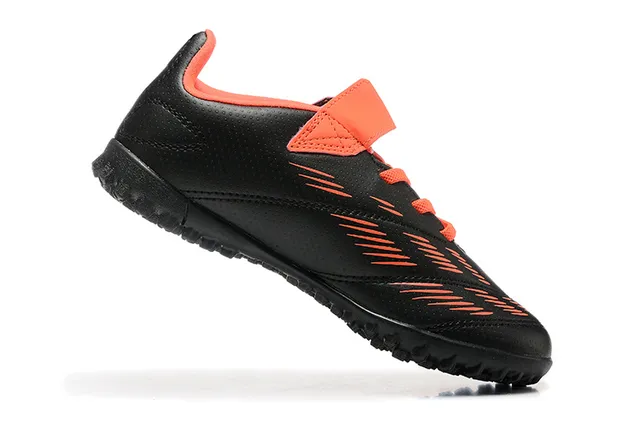 Adidas Noir Orange Basse Velcro Sangle Fermeture Gazon Chaussures de Football 24